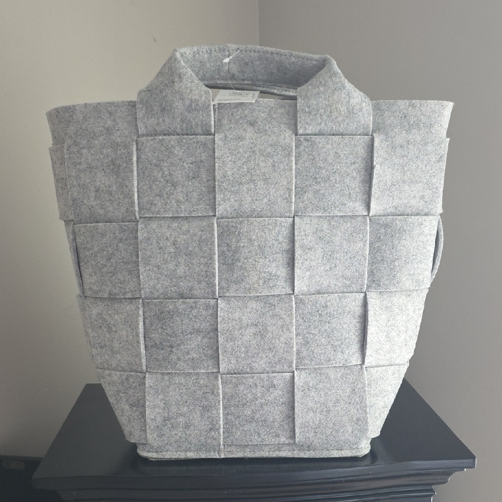Gray Woven Tote Bag